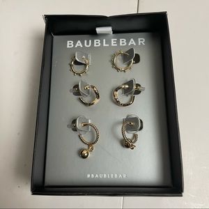 NWT Baublebar Set of Three Hoop Earrings